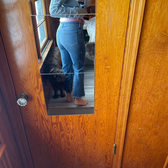 Anthro Pilcro High Rise Cropped Flare Raw Hem Jean - Picture 9 of 15